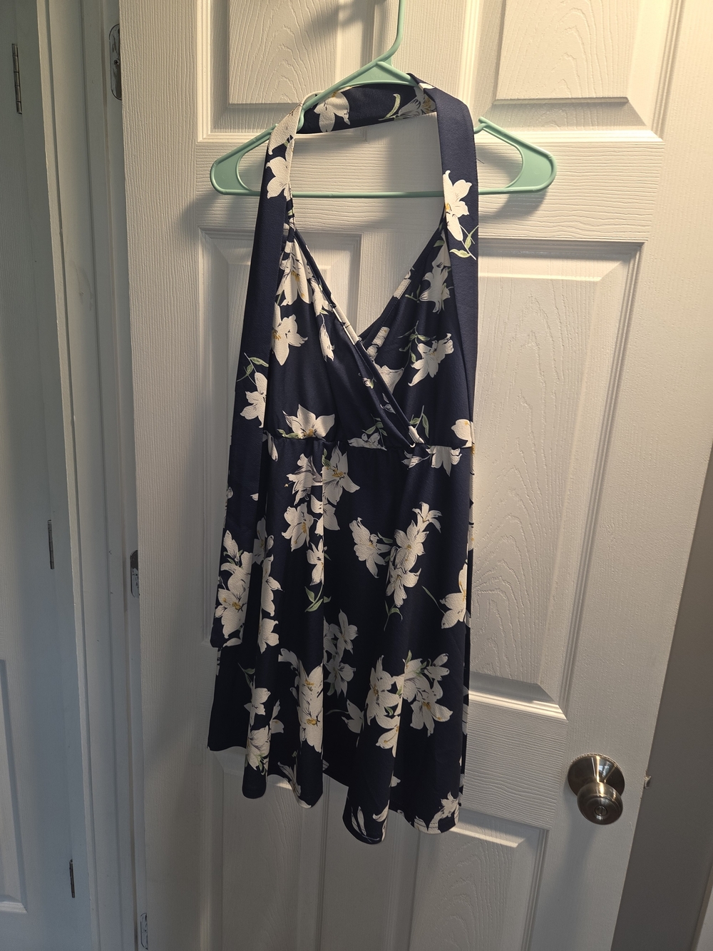 SHEIN Navy Dress with White Floral Print